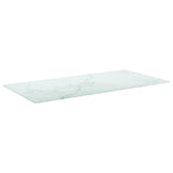 Table Top White 100x50 cm 6mm Tempered Glass with Marble Design - Front View
