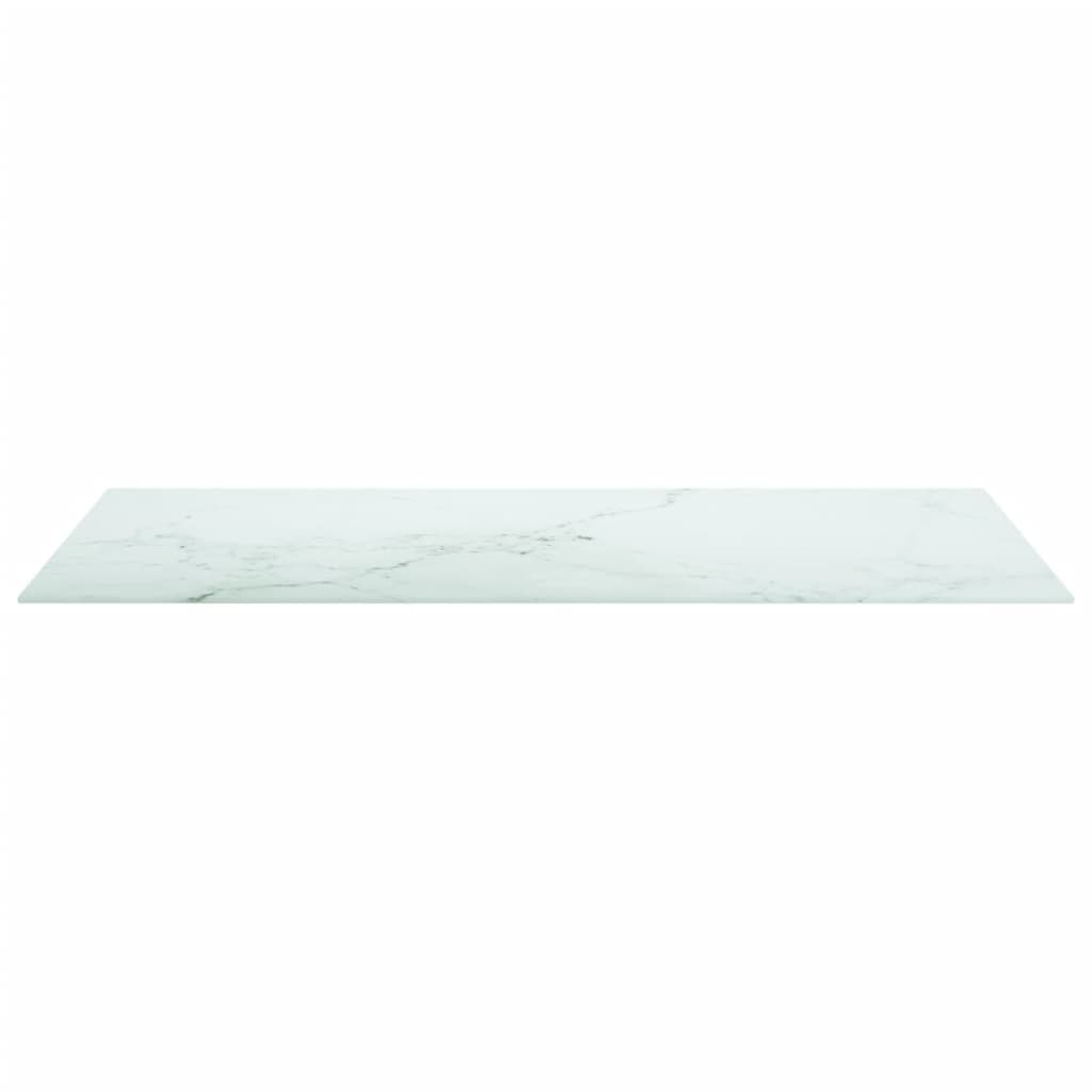 Table Top White 100x50 cm 6mm Tempered Glass with Marble Design