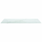 Table Top White 100x50 cm 6mm Tempered Glass with Marble Design - Side View
