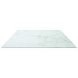 Table Top White 100x50 cm 6mm Tempered Glass with Marble Design