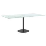 Table Top White 100x50 cm 6mm Tempered Glass with Marble Design - 45-Degree Angle