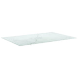 Table Top White 100x62 cm 8mm Tempered Glass with Marble Design