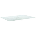 Table Top White 100x62 cm 8mm Tempered Glass with Marble Design
