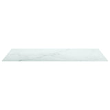 Table Top White 100x62 cm 8mm Tempered Glass with Marble Design - Side View