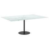 Table Top White 100x62 cm 8mm Tempered Glass with Marble Design - 45-Degree Angle