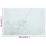 Table Top White 100x62 cm 8mm Tempered Glass with Marble Design