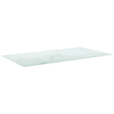 Table Top White 120x65 cm 8mm Tempered Glass with Marble Design - Front View