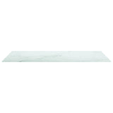 Table Top White 120x65 cm 8mm Tempered Glass with Marble Design - Side View