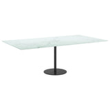 Table Top White 120x65 cm 8mm Tempered Glass with Marble Design