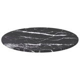 Table Top Black Ø30x0.8 cm Tempered Glass with Marble Design