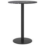 Table Top Black Ø30x0.8 cm Tempered Glass with Marble Design - Side View