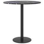 Table Top Black ?0x0.8 cm Tempered Glass with Marble Design
