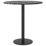 Table Top Black Ø40x0.8 cm Tempered Glass with Marble Design - Side View