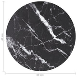 Table Top Black ?0x0.8 cm Tempered Glass with Marble Design