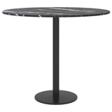 Table Top Black Ø50x0.8 cm Tempered Glass with Marble Design - Side View