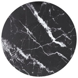 Table Top Black ?0x0.8 cm Tempered Glass with Marble Design
