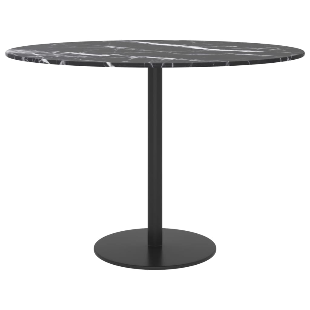 Table Top Black ?0x0.8 cm Tempered Glass with Marble Design