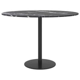 Table Top Black ?0x0.8 cm Tempered Glass with Marble Design