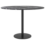 Table Top Black ?0x0.8 cm Tempered Glass with Marble Design
