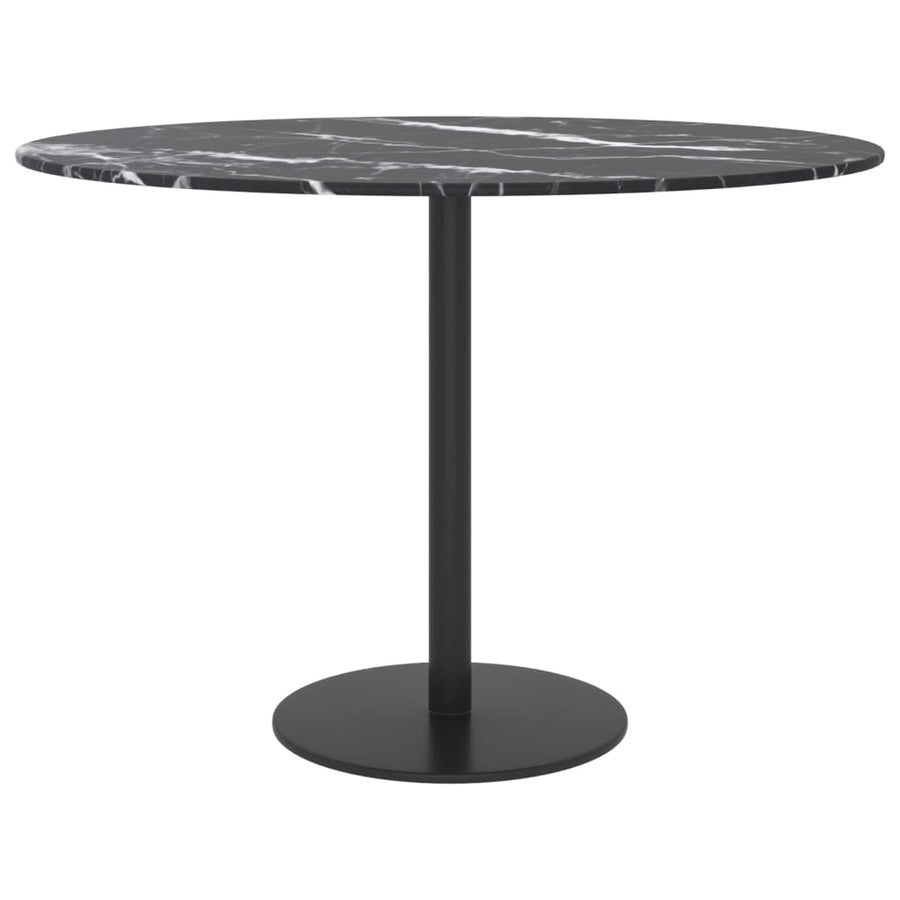Table Top Black ?0x0.8 cm Tempered Glass with Marble Design