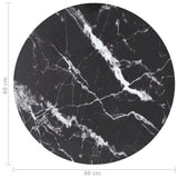 Table Top Black ?0x0.8 cm Tempered Glass with Marble Design