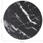 Table Top Black ?0x0.8 cm Tempered Glass with Marble Design