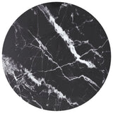Table Top Black ?0x0.8 cm Tempered Glass with Marble Design