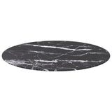 Table Top Black ?0x0.8 cm Tempered Glass with Marble Design