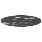 Table Top Black ?0x0.8 cm Tempered Glass with Marble Design