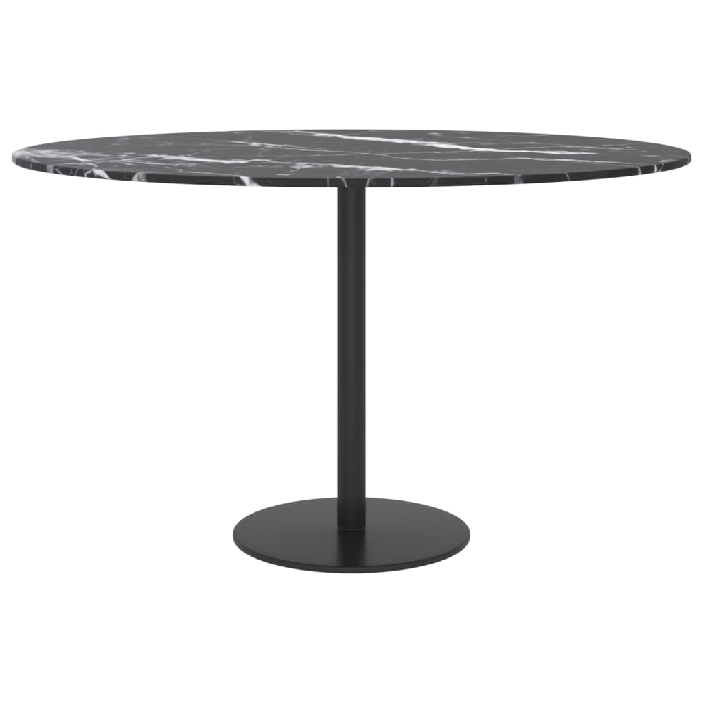 Table Top Black ?0x0.8 cm Tempered Glass with Marble Design