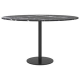 Table Top Black Ø70x0.8 cm Tempered Glass with Marble Design - Side View