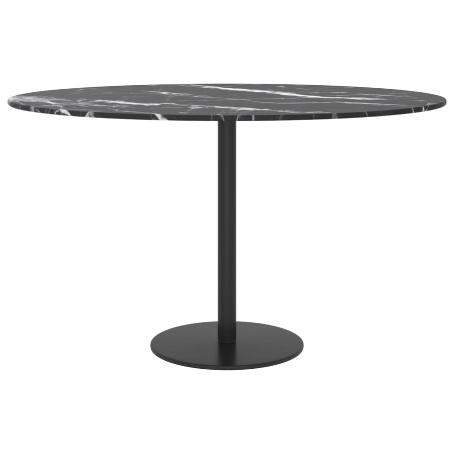 Table Top Black ?0x0.8 cm Tempered Glass with Marble Design