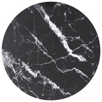 Table Top Black Ø80x1 cm Tempered Glass with Marble Design