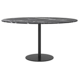 Table Top Black Ø80x1 cm Tempered Glass with Marble Design