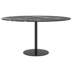 Table Top Black Ø80x1 cm Tempered Glass with Marble Design