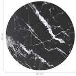 Table Top Black Ø80x1 cm Tempered Glass with Marble Design