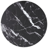 Table Top Black Ø90x1 cm Tempered Glass with Marble Design