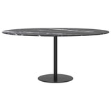 Table Top Black Ø90x1 cm Tempered Glass with Marble Design