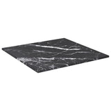 Table Top Black 30x30 cm 6 mm Tempered Glass with Marble Design - Front View