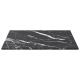 Table Top Black 30x30 cm 6 mm Tempered Glass with Marble Design - Side View