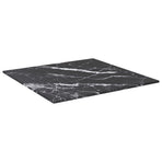 Table Top Black 40x40 cm 6 mm Tempered Glass with Marble Design