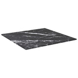 Table Top Black 40x40 cm 6 mm Tempered Glass with Marble Design - Front View