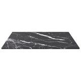 Table Top Black 40x40 cm 6 mm Tempered Glass with Marble Design - Side View
