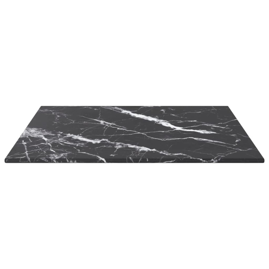 Table Top Black 40x40 cm 6 mm Tempered Glass with Marble Design