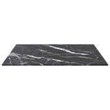 Table Top Black 50x50 cm 6 mm Tempered Glass with Marble Design - Side View