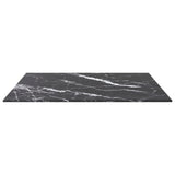 Table Top Black 60x60 cm 6 mm Tempered Glass with Marble Design - Side View