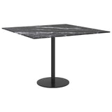 Table Top Black 60x60 cm 6 mm Tempered Glass with Marble Design - Top-Down View