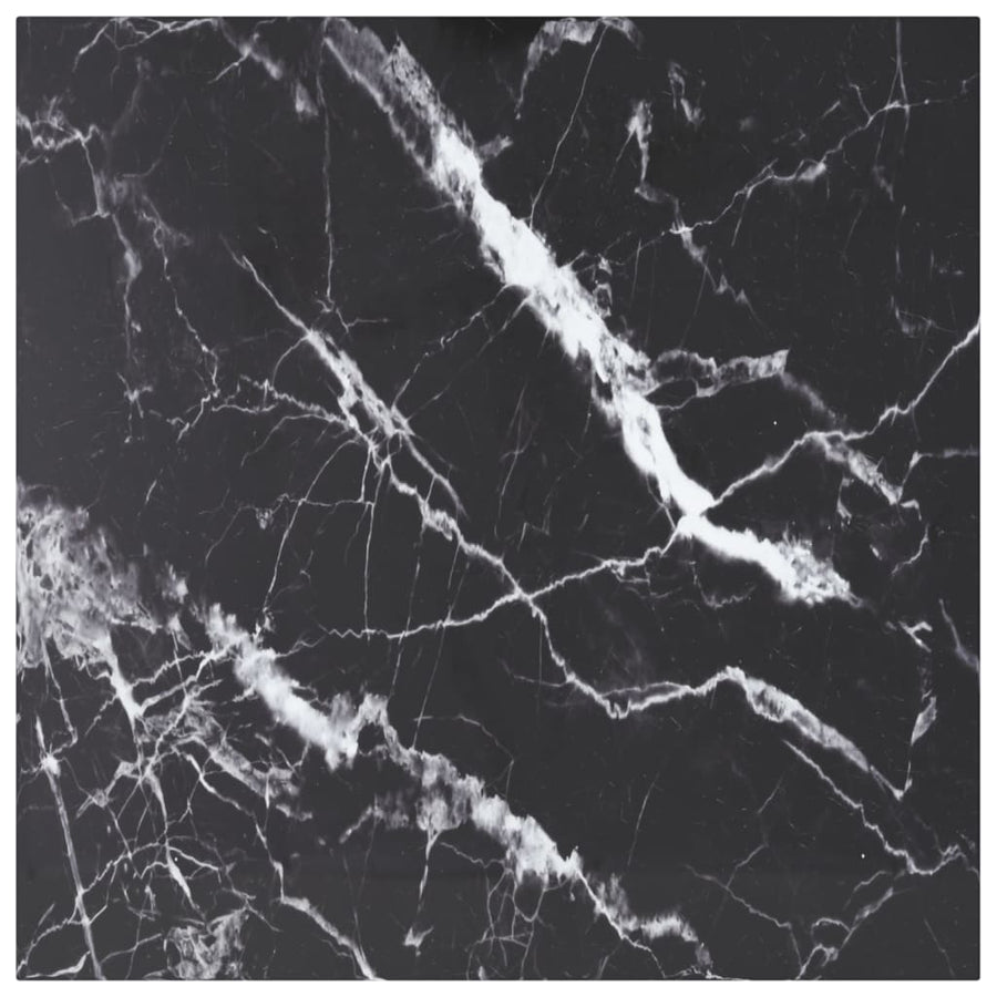 Table Top Black 70x70 cm 6 mm Tempered Glass with Marble Design