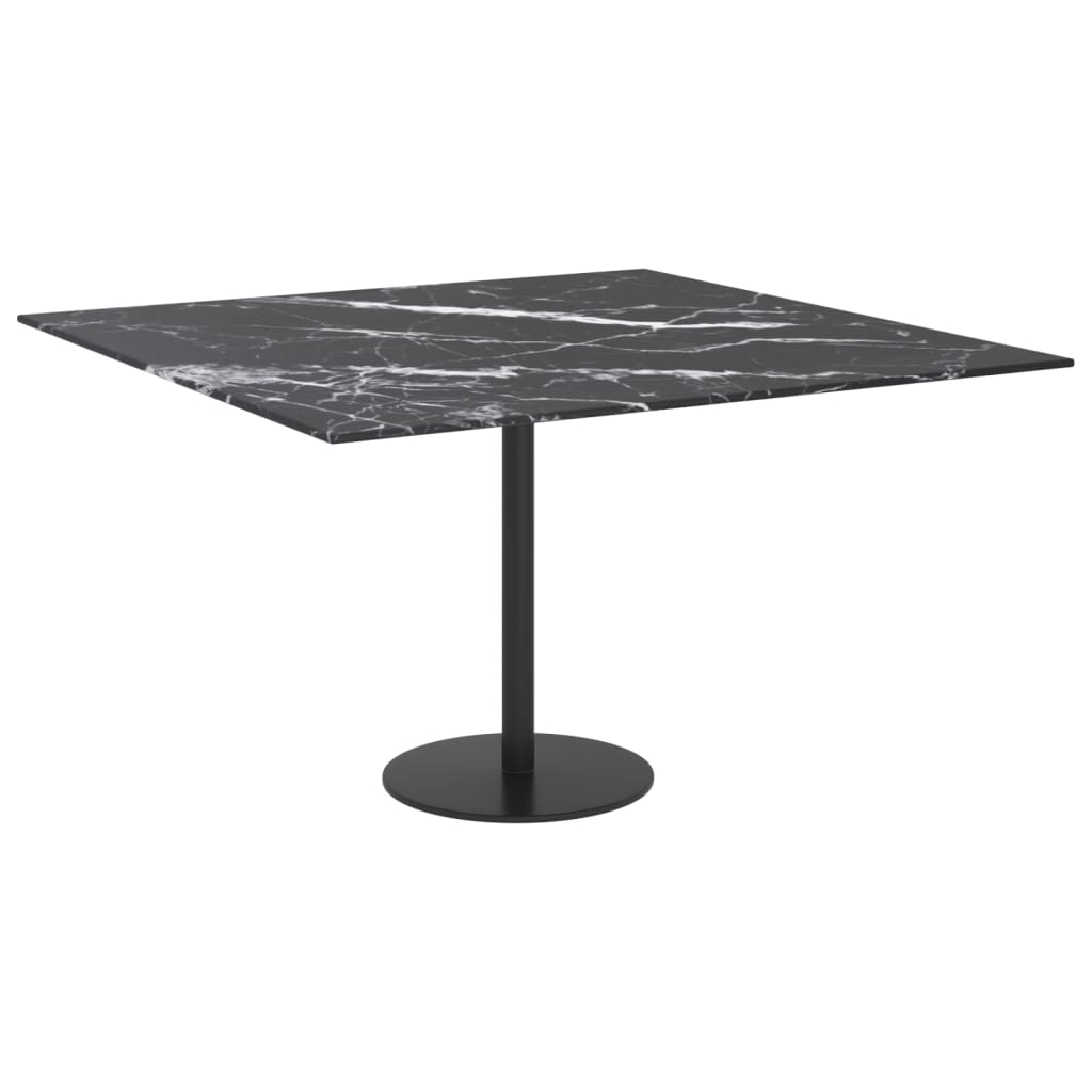Table Top Black 70x70 cm 6 mm Tempered Glass with Marble Design