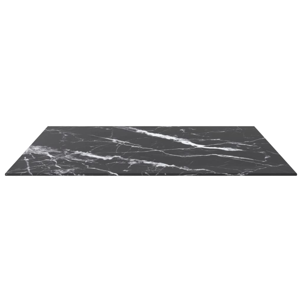 Table Top Black 80x80 cm 6 mm Tempered Glass with Marble Design